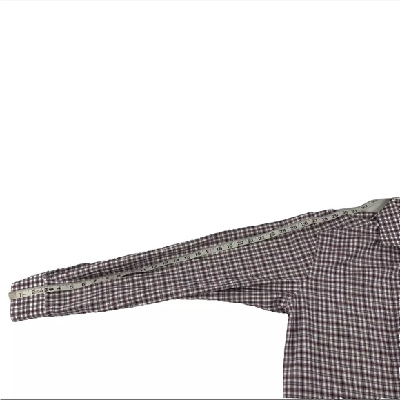 Mens Eton Contemporary Button Up Dress Shirt Sz 16-1/2 Large 42 Wine Blue Plaid - Picture 5 of 7